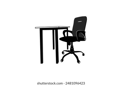 Simple Revolving chair with table icon vector illustration. Office chair vector. Furniture icons.