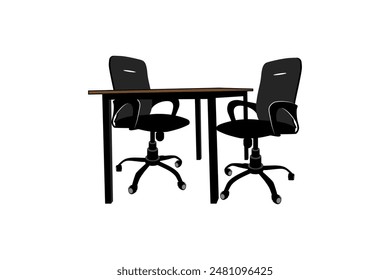 Simple Revolving chair with table icon vector illustration. Office chair vector. Furniture icons.