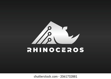 simple rhino circle tech logo