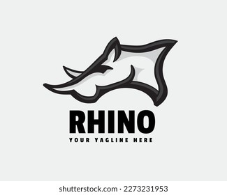 simple rhino head art side view logo design template illustration inspiration