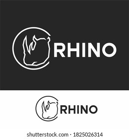 Simple Rhino Head logo concept. line art Rhino head
