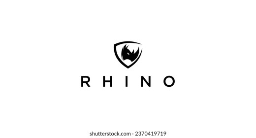 Simple rhino logo design with unique concept| premium vector