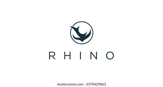 Simple rhino logo design with unique concept| premium vector