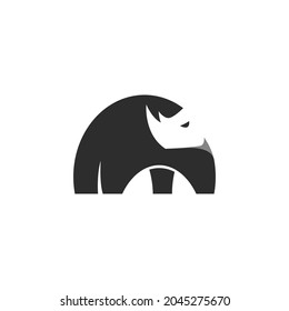 Simple rhino logo with negative space on the head.