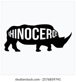 simple rhino silhouette vector and RHINOCEROS text, power logo design.