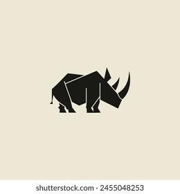 simple rhinoceros negative space style wild animal logo vector illustration template design