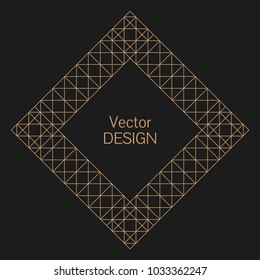 Simple rhombus frame. Greeting cards. Wedding invitations. Monogram, logo, template, labels, badges. Squared seamless ornament with place for the text.