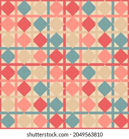 simple rhombus geometric check and tartan seamless pattern on colorful background. this design for cover template, banner business, paper print ,fabric, carpet and home decor. cool vector art.