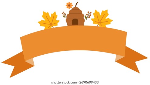 Anuncio de cinta simple con diseño de búho y hoja tema de otoño