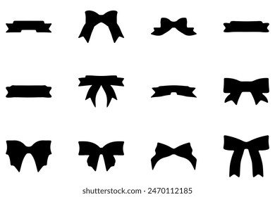 Simple ribbon ornament icon set