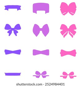 Simple ribbon ornament icon set