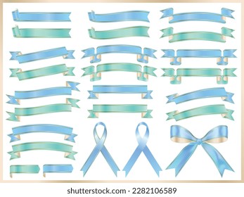 Simple ribbon set in blue and mint colors