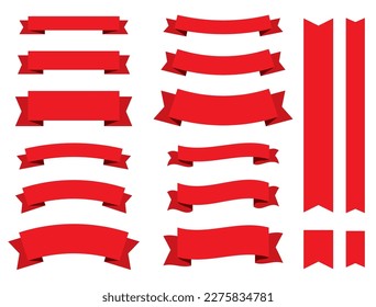 Simple ribbon set of different thicknesses, red