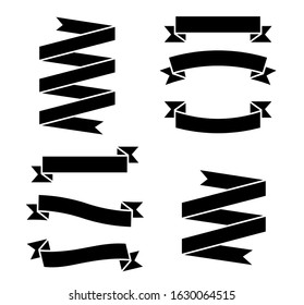 simple ribbon vector design with deep black with white edges