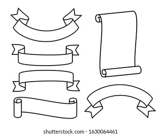 simple ribbon vector designs with a blank background and black stripes are available in various shapes