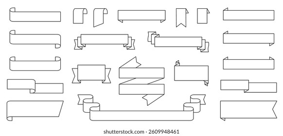 Simple ribbon vector illustration set. Scrolling ribbon frame with white copy space.