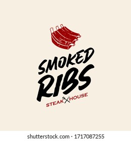 Simple Ribs Barbecue Logo Design Template