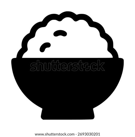 Simple rice bowl vector icon, ideal for UI design, food concept project, or infographic visuals.