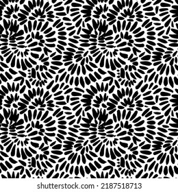 Simple rice grain seamless pattern. Vector brush grunge scribble strokes. Hand drawn abstract background. Repeating monochrome organic shapes background. Dotted lines, small dashes in ethnic motif. 