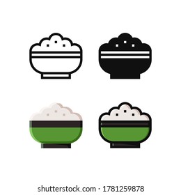 einfaches Reis-Icon-Design in Linie, solide, flach und voll ausgekleidet Stil für Essen und Trinken Symbol, Website, App und ui-Design. Vektor-Essen in Schüssel, Illustration in buntem Stil auf weißem Hintergrund.