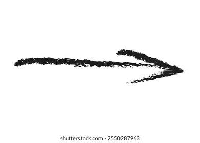 A simple right arrow. Hand drawn charcoal arrow.