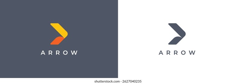 Imagem De Logotipo De Seta Para A Direita Simples. Forma De Seta Geométrica Com Cor Dupla Isolada No Plano De Fundo Duplo. Elemento De Modelo De Design De Logotipo De Vetor Plano Utilizável Para Logotipos De Negócios E De Marcas. Vetor de Seta.