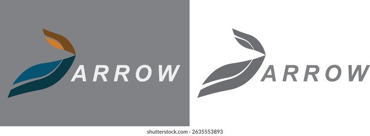 Simple Right Arrow Logo Image. Geometric Arrow Shape With Dual Color Isolated On Dual Background. Flat Vector Logo Design Template Element That Can Be Used For Business And Brand Logos. Arrow Vector.