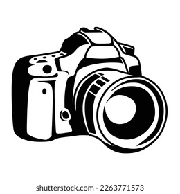 simple right facing dslr camera symbol logo