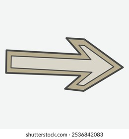 A simple right-pointing arrow with a beige and gray outline, indicating direction.