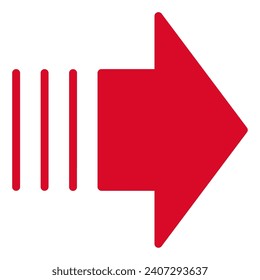 Simple right-pointing arrow icon that stands out in red