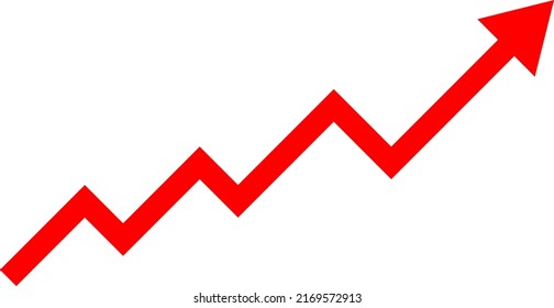 Simple rising polygonal arrow (red)