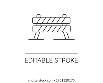 Simple road barrier icon with editable stroke for design safety concept or construction project in vector format for online use.