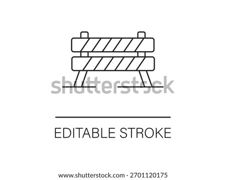 Simple road barrier icon with editable stroke for design safety concept or construction project in vector format for online use.