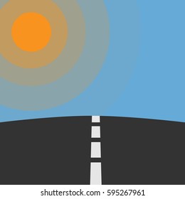 simple road with blue sky and shining sun vector background