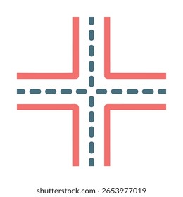Simple road intersection map illustration, ideal for banners or advertisements.