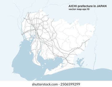 A simple road map of Aichi prefecture, Japan