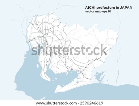 A simple road map of Aichi prefecture, Japan