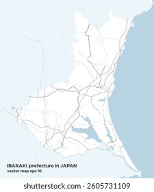 A simple road map of Ibaraki Prefecture, Japan