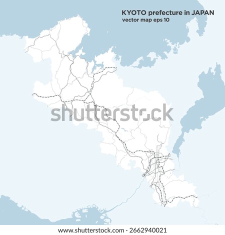 Simple road map of Kyoto Prefecture, Japan