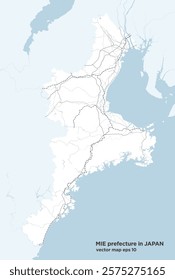 A simple road map of Mie Prefecture, Japan