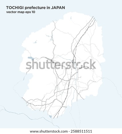 A simple road map of Tochigi Prefecture, Japan