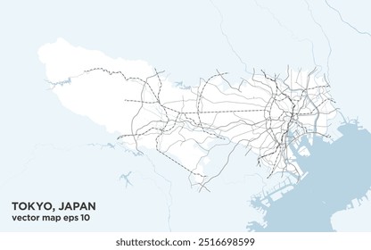 mapa de estradas simples de Tóquio, Japão