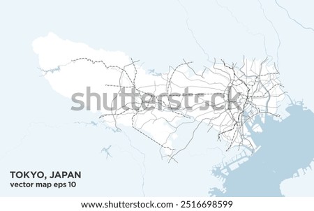simple road map of Tokyo, Japan