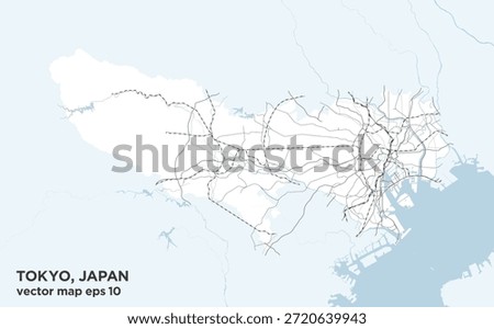simple road map of Tokyo, Japan