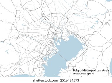 Um simples mapa da área metropolitana de Tóquio ​​Japão