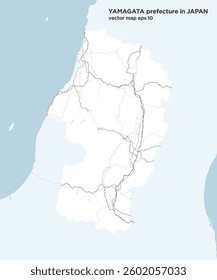 A simple road map of Yamagata Prefecture, Japan