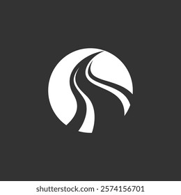 simple road and river logo design vector icon