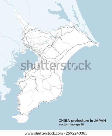 Simple road route map of Chiba prefecture, Japan