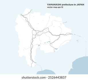 Mapa de ruta de carretera simple de la prefectura de Yamanashi, Japón