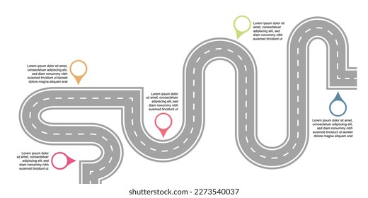 Simple Roadmap with Markers Layout for Business or School Presentations